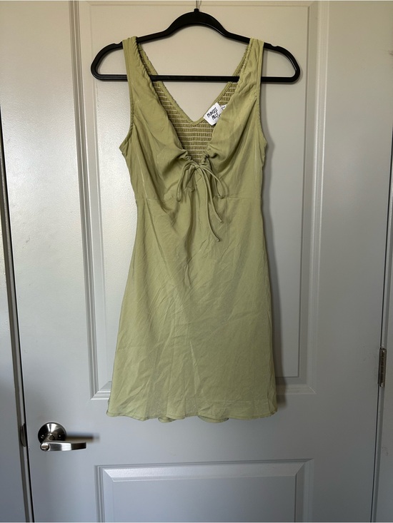 Princess Polly Dresses & Skirts - Princess Polly Sage Green Smocked V-Neck Mini Dress